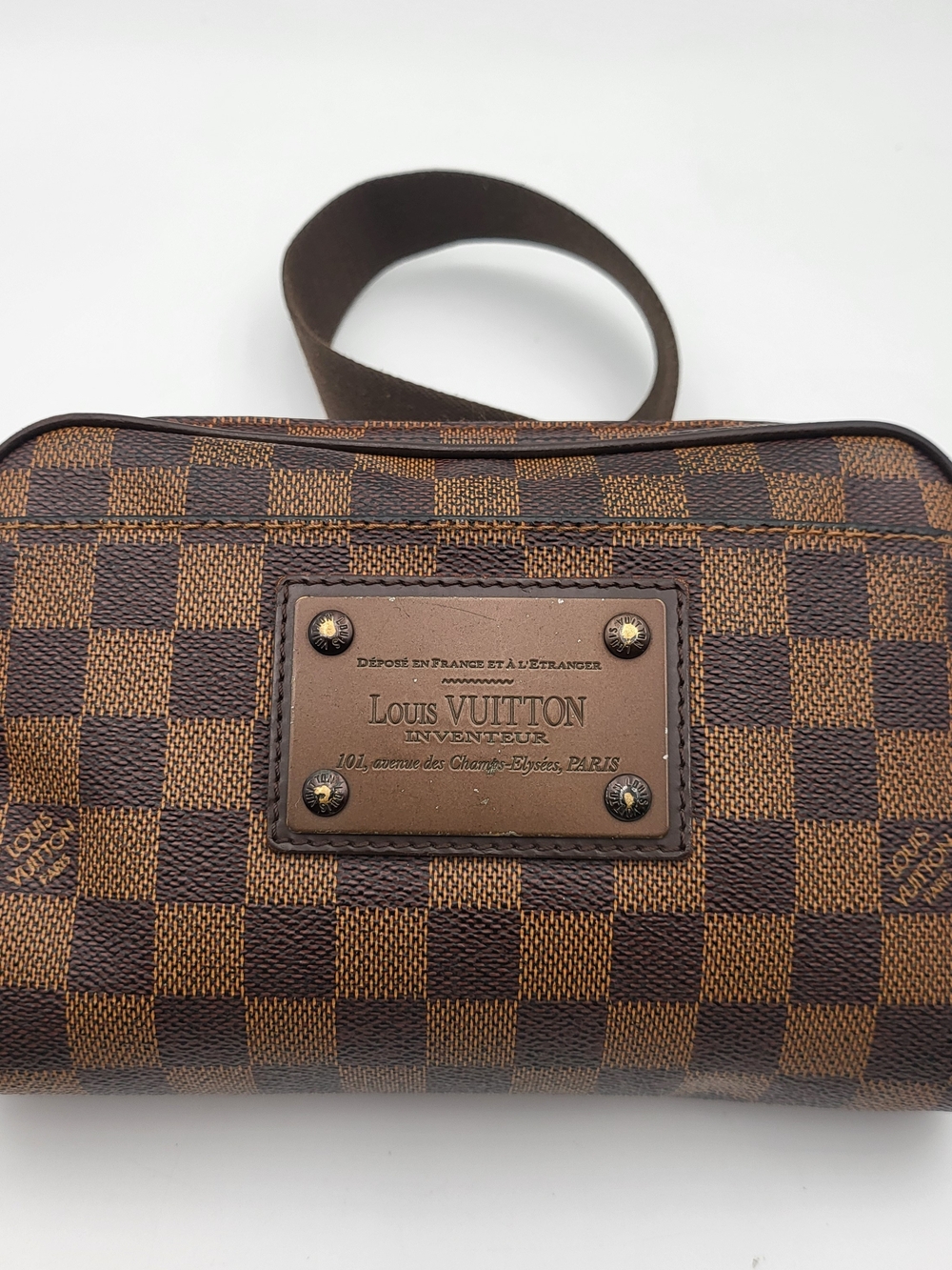 LOUIS VUITTON Damier Ebene Brooklyn Bum Bag. Authentic w/COA